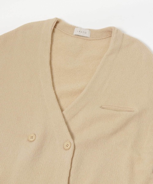 LAATO(ラート)の「LOOSE WOOL CARDIGAN(カーディガン/ボレロ・レディース・チャコールグレー/オフホワイト・FREE)」の9枚目の写真