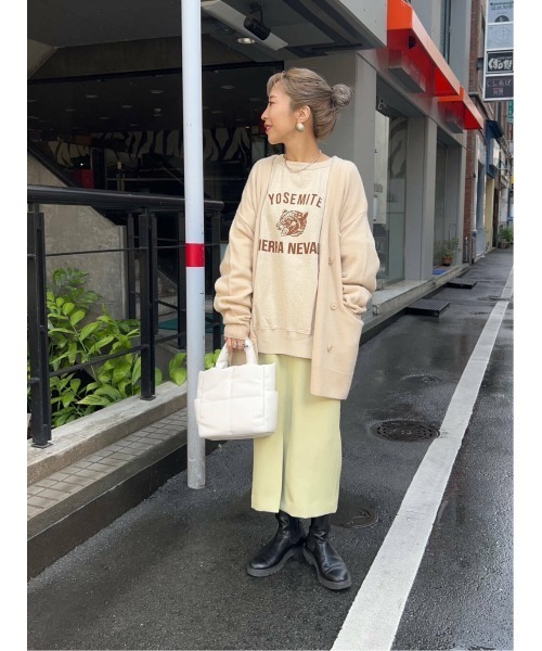 LAATO(ラート)の「LOOSE WOOL CARDIGAN(カーディガン/ボレロ・レディース・チャコールグレー/オフホワイト・FREE)」の14枚目の写真