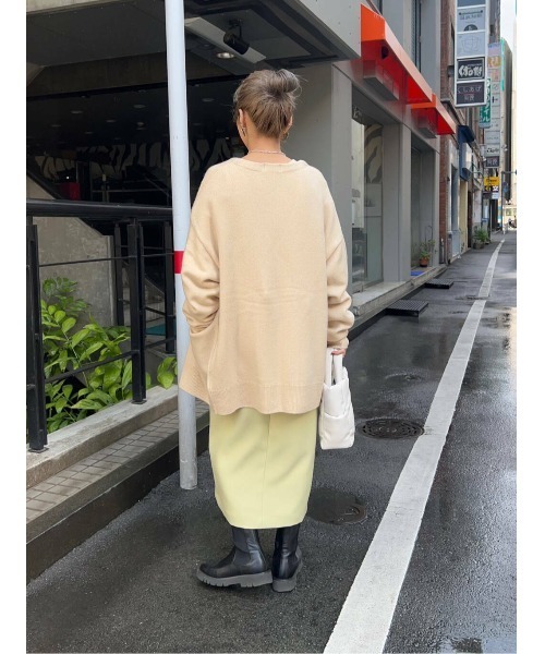 LAATO(ラート)の「LOOSE WOOL CARDIGAN(カーディガン/ボレロ・レディース・チャコールグレー/オフホワイト・FREE)」の13枚目の写真