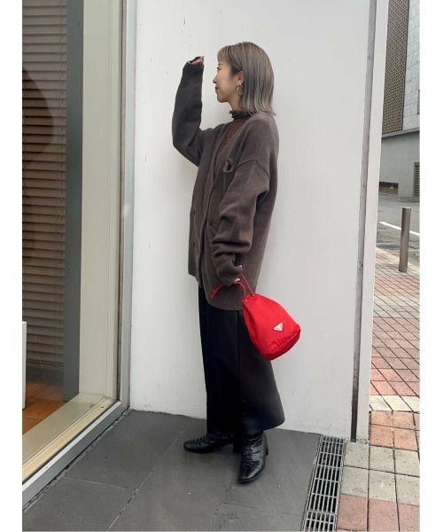 LAATO(ラート)の「LOOSE WOOL CARDIGAN(カーディガン/ボレロ・レディース・チャコールグレー/オフホワイト・FREE)」の18枚目の写真