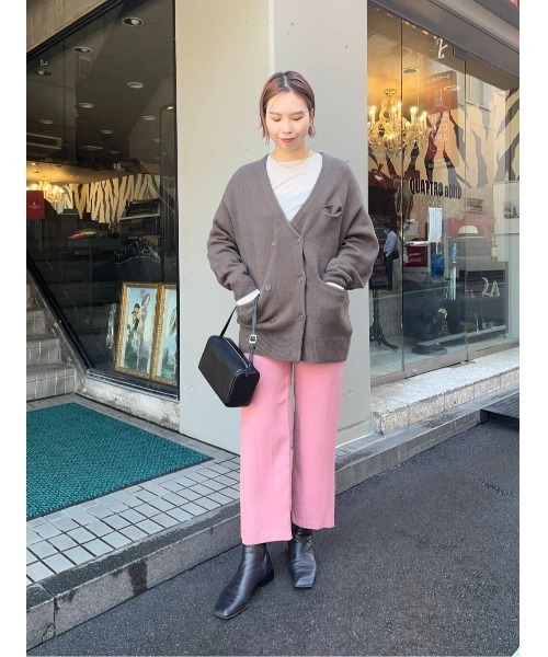 LAATO(ラート)の「LOOSE WOOL CARDIGAN(カーディガン/ボレロ・レディース・チャコールグレー/オフホワイト・FREE)」の12枚目の写真