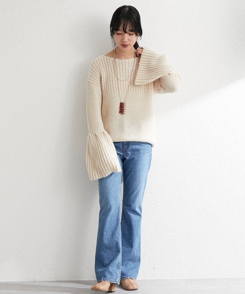 SHENERY（シーナリー）の「ローゲージ畦切替プルオーバー（ニット/セーター・レディース・ネイビー/アイボリー・FREE）」の22枚目の写真