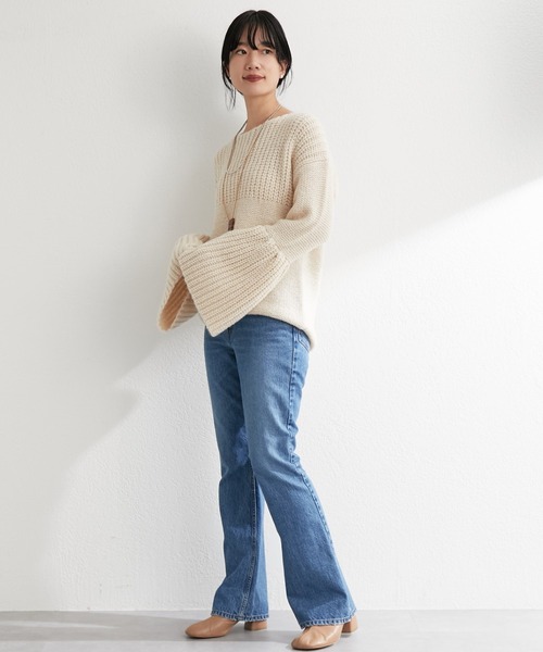 SHENERY（シーナリー）の「ローゲージ畦切替プルオーバー（ニット/セーター・レディース・ネイビー/アイボリー・FREE）」の8枚目の写真