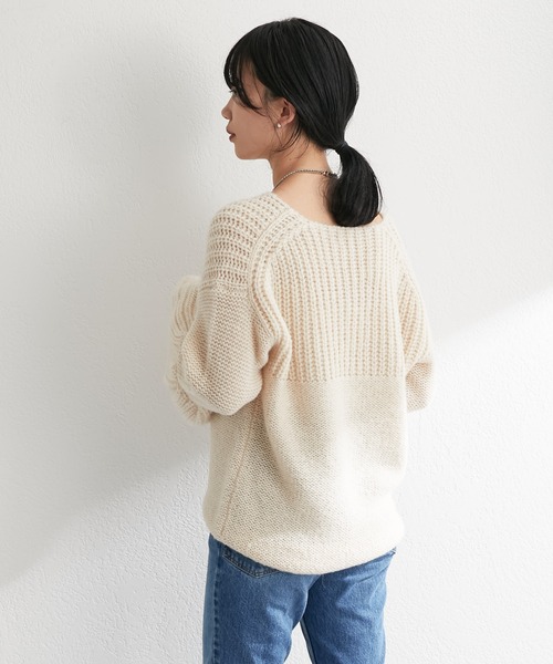 SHENERY（シーナリー）の「ローゲージ畦切替プルオーバー（ニット/セーター・レディース・ネイビー/アイボリー・FREE）」の3枚目の写真