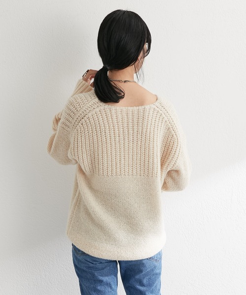 SHENERY（シーナリー）の「ローゲージ畦切替プルオーバー（ニット/セーター・レディース・ネイビー/アイボリー・FREE）」の14枚目の写真