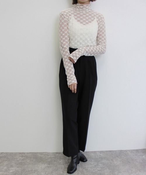 MLI'A（エムリア）の「チュールシアー長袖トップス（Tシャツ/カットソー・レディース・オフホワイト/ホワイト系5/ブラック系5/ブラック/ブラウン/グレー系7・M）」の17枚目の写真