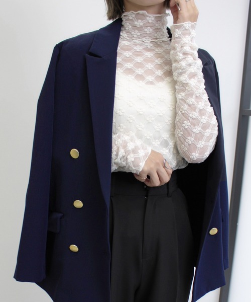 MLI'A（エムリア）の「チュールシアー長袖トップス（Tシャツ/カットソー・レディース・オフホワイト/ホワイト系5/ブラック系5/ブラック/ブラウン/グレー系7・M）」の7枚目の写真