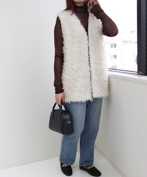 MLI'A（エムリア）の「チュールシアー長袖トップス（Tシャツ/カットソー・レディース・オフホワイト/ホワイト系5/ブラック系5/ブラック/ブラウン/グレー系7・M）」の11枚目の写真