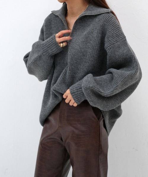 AKTE（アクテ）の「ハーフジップニットプルオーバー（ニット/セーター