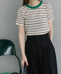 crew neck border knit/クルーネックボーダーニット