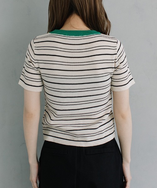 Flugge（フラッジー）の「crew neck border knit/クルーネックボーダーニット（ニット/セーター・レディース・グリーン/ブラック×グリーン・FREE）」の11枚目の写真