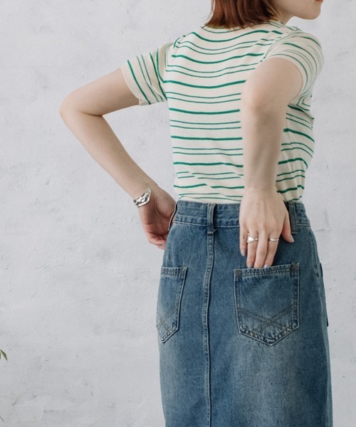 Flugge（フラッジー）の「crew neck border knit/クルーネックボーダーニット（ニット/セーター・レディース・グリーン/ブラック×グリーン・FREE）」の15枚目の写真