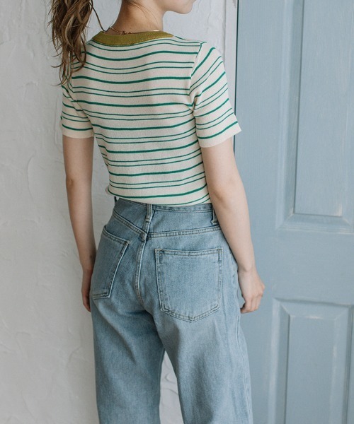 Flugge（フラッジー）の「crew neck border knit/クルーネックボーダーニット（ニット/セーター・レディース・グリーン/ブラック×グリーン・FREE）」の19枚目の写真