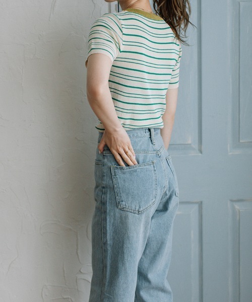 Flugge（フラッジー）の「crew neck border knit/クルーネックボーダーニット（ニット/セーター・レディース・グリーン/ブラック×グリーン・FREE）」の20枚目の写真