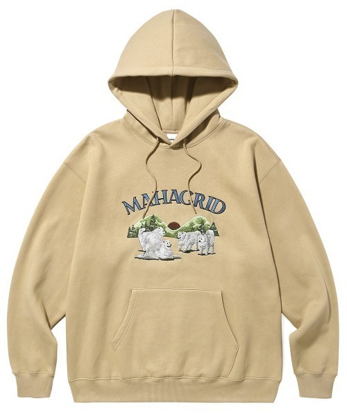 MAHAGRID(マハグリッド)の「『mahagrid/マハグリッド』SAMOYED HOODIE/サモエード プルオーバーパーカー(パーカー・メンズ・ベージュ/ライトグレー/バーガンディー・S/L/M)」の3枚目の写真