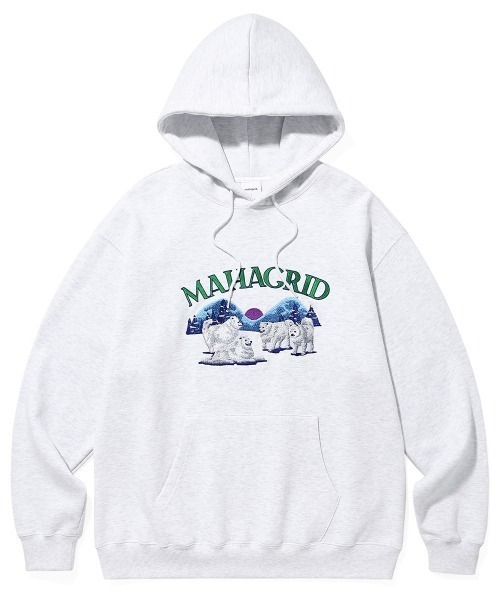 MAHAGRID(マハグリッド)の「『mahagrid/マハグリッド』SAMOYED HOODIE/サモエード プルオーバーパーカー(パーカー・メンズ・ベージュ/ライトグレー/バーガンディー・S/L/M)」の2枚目の写真