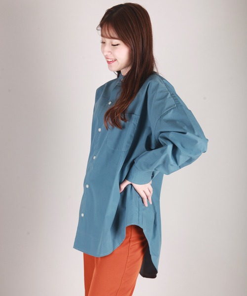 WESTSEA(ウエストシー)の「オーバーサイズバンドカラーシャツ(シャツ/ブラウス・メンズ・ベージュ/ネイビー/ブラック/ホワイト/ネイビー×ホワイト/ブルー/グリーン/ホワイト×ブラック・M/L)」の8枚目の写真