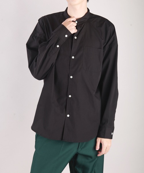 WESTSEA(ウエストシー)の「オーバーサイズバンドカラーシャツ(シャツ/ブラウス・メンズ・ベージュ/ネイビー/ブラック/ホワイト/ネイビー×ホワイト/ブルー/グリーン/ホワイト×ブラック・M/L)」の4枚目の写真