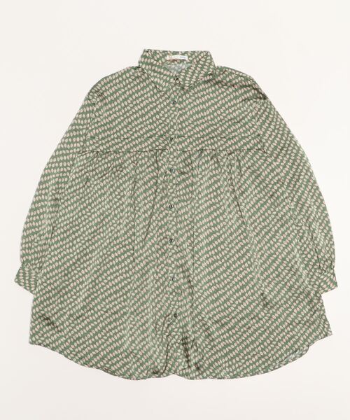 sandy（サンディー）の「【sandy】プリントレギュラーカラーチュニックブラウス（シャツ/ブラウス・レディース・ダークグリーン/マスタード/グリーン/ブラウン・FREE）」の3枚目の写真