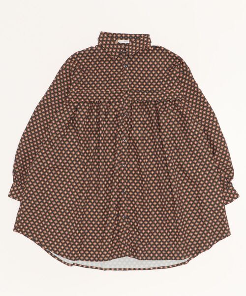 sandy（サンディー）の「【sandy】プリントレギュラーカラーチュニックブラウス（シャツ/ブラウス・レディース・ダークグリーン/マスタード/グリーン/ブラウン・FREE）」の2枚目の写真