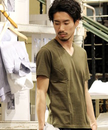 417 EDIFICE | ◇シリコンウォッシュ ピマテンジクVネック S/S(Tシャツ/カットソー)