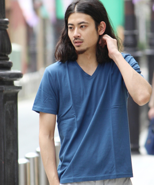 417 EDIFICE（フォーワンセブンエディフィス）の「◇シリコンウォッシュ ピマテンジクVネック S/S（Tシャツ/カットソー・メンズ・ブラック/チャコールグレー/ホワイト/カーキ/ネイビー/ブルー・SMALL/MEDIUM/LARGE）」の6枚目の写真