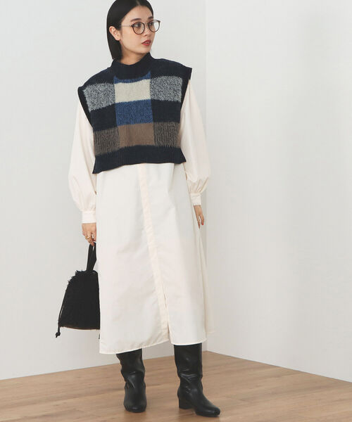 BEAMS HEART / ニットベスト シャツワンピース 2Pセット(ワンピース 当店在庫してます! beams heart ニットベスト ベスト/ジレ
