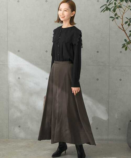 URBAN RESEARCH ROSSO WOMEN(アーバンリサーチ ロッソ)の「パネルラインサテンフレアスカート(スカート・レディース・ミント/ドット/ブラウン・38/36)」の22枚目の写真