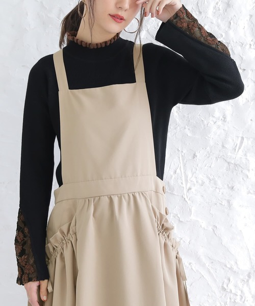 n'OrLABEL（ノアールレーベル）の「『袖レース配色リブニット』（ニット/セーター・レディース・ブラック/オフホワイト/チャコールグレー・1/2）」の22枚目の写真