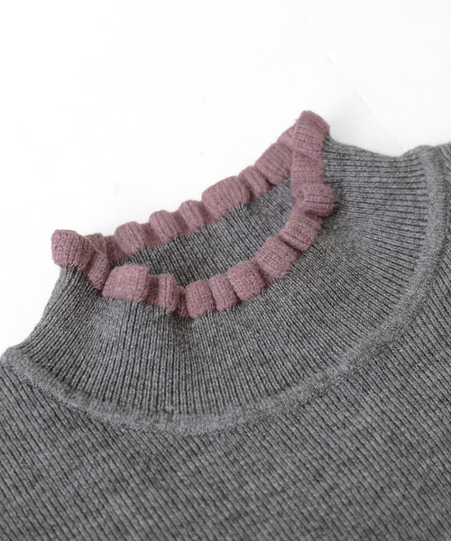 n'OrLABEL（ノアールレーベル）の「『袖レース配色リブニット』（ニット/セーター・レディース・ブラック/オフホワイト/チャコールグレー・1/2）」の13枚目の写真