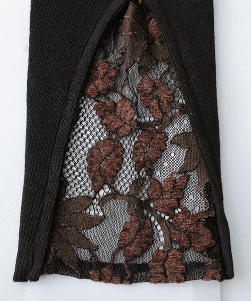 n'OrLABEL（ノアールレーベル）の「『袖レース配色リブニット』（ニット/セーター・レディース・ブラック/オフホワイト/チャコールグレー・1/2）」の17枚目の写真