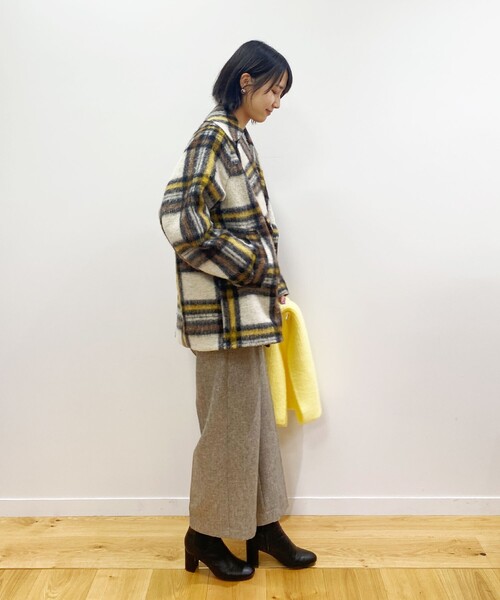 【Mapel／マペル】ウールMIXチェック柄コート