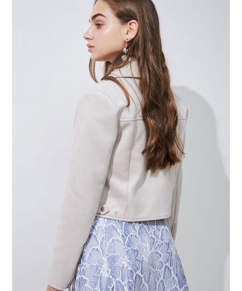 MERCURYDUO（マーキュリーデュオ）の「フェイクスエードコンパクトライダースジャケット（ライダースジャケット・レディース・ベビーピンク/ベージュ・FREE）」の11枚目の写真