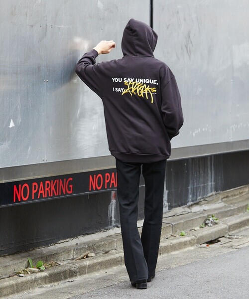 【セール】スローアップ グラフィティプリント プルオーバーパーカー/タギング/バックプリント/裏毛/ビッグシルエット（パーカー）｜FREAK