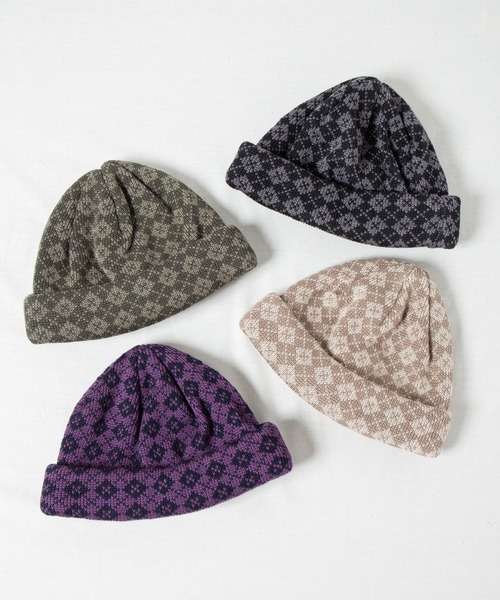 RACAL(ラカル)の「Argyle Check Roll Knit Cap / アーガイルチェックロールニットキャップ(ニットキャップ/ビーニー・メンズ・ブラック/グリーン/パープル/ベージュ・FREE)」の8枚目の写真