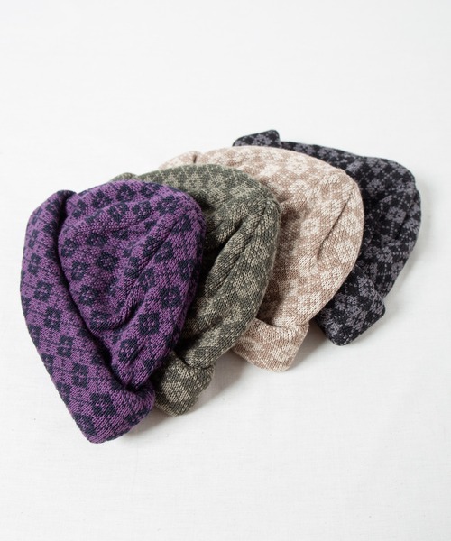 RACAL(ラカル)の「Argyle Check Roll Knit Cap / アーガイルチェックロールニットキャップ(ニットキャップ/ビーニー・メンズ・ブラック/グリーン/パープル/ベージュ・FREE)」の21枚目の写真