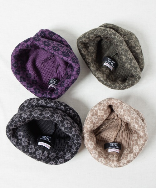RACAL(ラカル)の「Argyle Check Roll Knit Cap / アーガイルチェックロールニットキャップ(ニットキャップ/ビーニー・メンズ・ブラック/グリーン/パープル/ベージュ・FREE)」の13枚目の写真