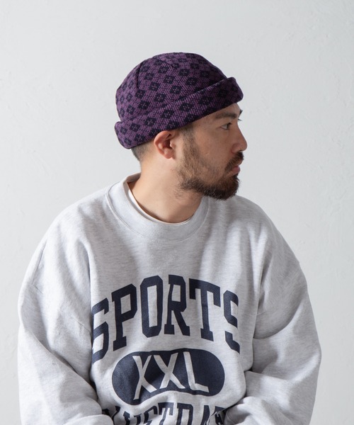 RACAL(ラカル)の「Argyle Check Roll Knit Cap / アーガイルチェックロールニットキャップ(ニットキャップ/ビーニー・メンズ・ブラック/グリーン/パープル/ベージュ・FREE)」の15枚目の写真