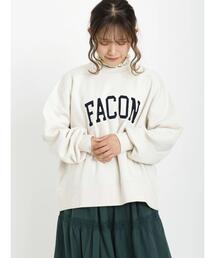 Samansa Mos2 | コーデュロイパッチワークロゴ裏起毛スウェット(Tシャツ/カットソー)