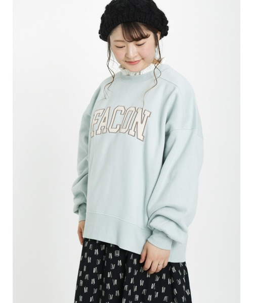 Samansa Mos2（サマンサ モスモス）の「コーデュロイパッチワークロゴ裏起毛スウェット（Tシャツ/カットソー・レディース・ネイビー/ミント/モカ/キナリ・ﾌﾘ-）」の4枚目の写真