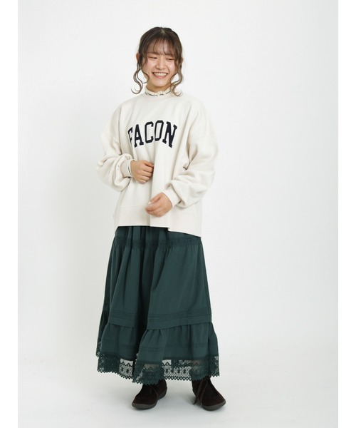 Samansa Mos2（サマンサ モスモス）の「コーデュロイパッチワークロゴ裏起毛スウェット（Tシャツ/カットソー・レディース・ネイビー/ミント/モカ/キナリ・ﾌﾘ-）」の7枚目の写真