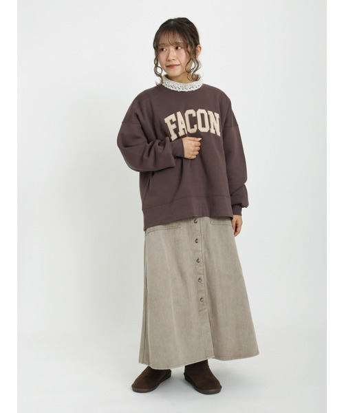 Samansa Mos2（サマンサ モスモス）の「コーデュロイパッチワークロゴ裏起毛スウェット（Tシャツ/カットソー・レディース・ネイビー/ミント/モカ/キナリ・ﾌﾘ-）」の10枚目の写真