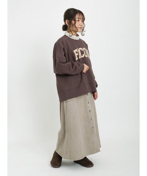 Samansa Mos2（サマンサ モスモス）の「コーデュロイパッチワークロゴ裏起毛スウェット（Tシャツ/カットソー・レディース・ネイビー/ミント/モカ/キナリ・ﾌﾘ-）」の11枚目の写真