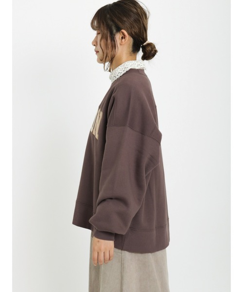 Samansa Mos2（サマンサ モスモス）の「コーデュロイパッチワークロゴ裏起毛スウェット（Tシャツ/カットソー・レディース・ネイビー/ミント/モカ/キナリ・ﾌﾘ-）」の13枚目の写真