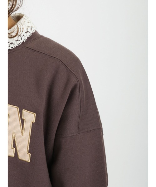 Samansa Mos2（サマンサ モスモス）の「コーデュロイパッチワークロゴ裏起毛スウェット（Tシャツ/カットソー・レディース・ネイビー/ミント/モカ/キナリ・ﾌﾘ-）」の15枚目の写真