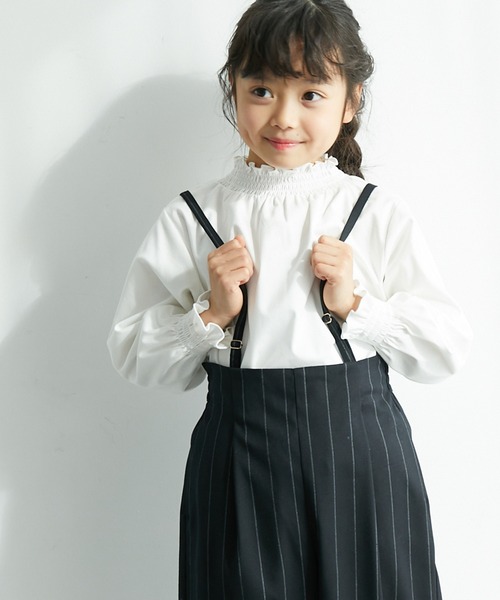 ROPE' PICNIC(ロペピクニック)の「【KIDS】入卒式にも/スタンドフリルシャーリングブラウス(シャツ/ブラウス・キッズ・オフホワイト・110/120/130/140/150)」の1枚目の写真