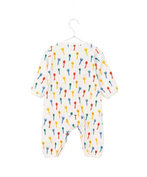 MAKE YOUR DAY(メイクユアデイ)の「カトラリー総柄前開きカバーオール(ロンパース・キッズ・レインボー/ブラウン・70/80)」の4枚目の写真