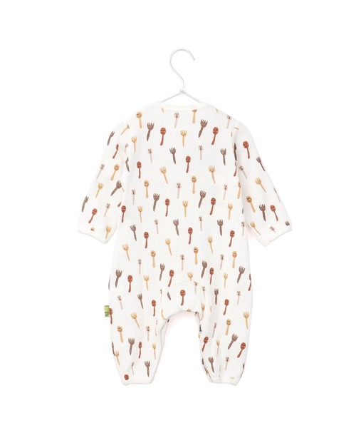 MAKE YOUR DAY(メイクユアデイ)の「カトラリー総柄前開きカバーオール(ロンパース・キッズ・レインボー/ブラウン・70/80)」の3枚目の写真