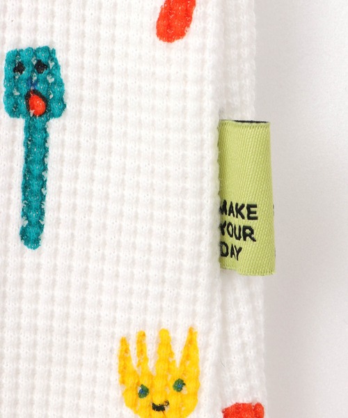 MAKE YOUR DAY(メイクユアデイ)の「カトラリー総柄前開きカバーオール(ロンパース・キッズ・レインボー/ブラウン・70/80)」の9枚目の写真