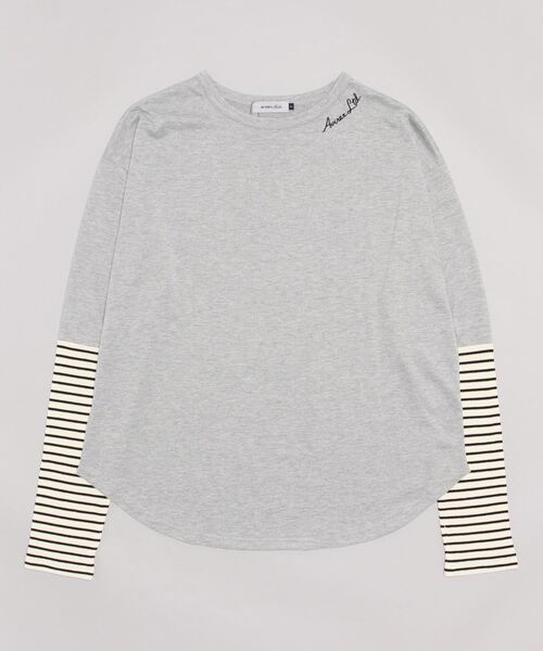 AVIREX（アヴィレックス）の「≪WEB&DEPOT限定≫SLEEVE BORDER COMBI L/S T-SHIRT/ スリーブボーダーコンビTシャツ（Tシャツ/カットソー・レディース・グリーン/グレー・F）」の14枚目の写真